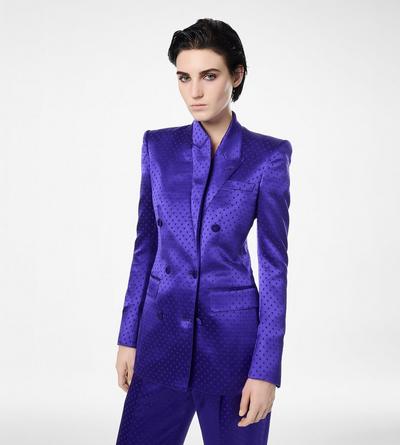 POLKA DOT JACQUARD DOUBLE BREASTED PEAK LAPEL JACKET image number 3