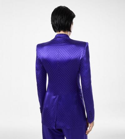 POLKA DOT JACQUARD DOUBLE BREASTED PEAK LAPEL JACKET image number 4