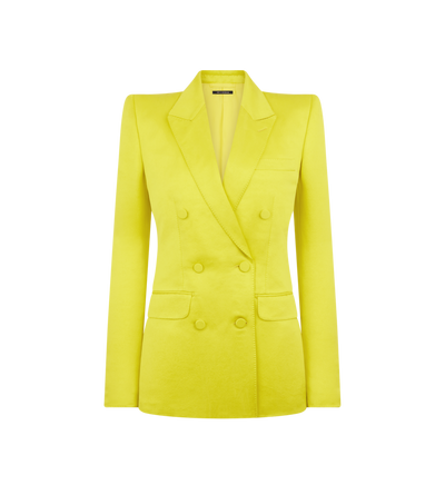 WASHED COTTON SILK BLEND DUCHESSE DOUBLE BREASTED JACKET image number 0
