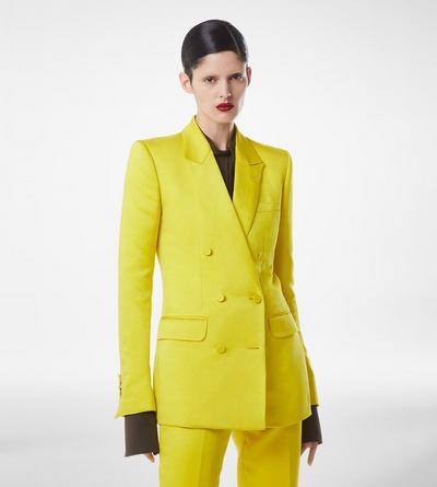 WASHED COTTON SILK BLEND DUCHESSE DOUBLE BREASTED JACKET image number 3