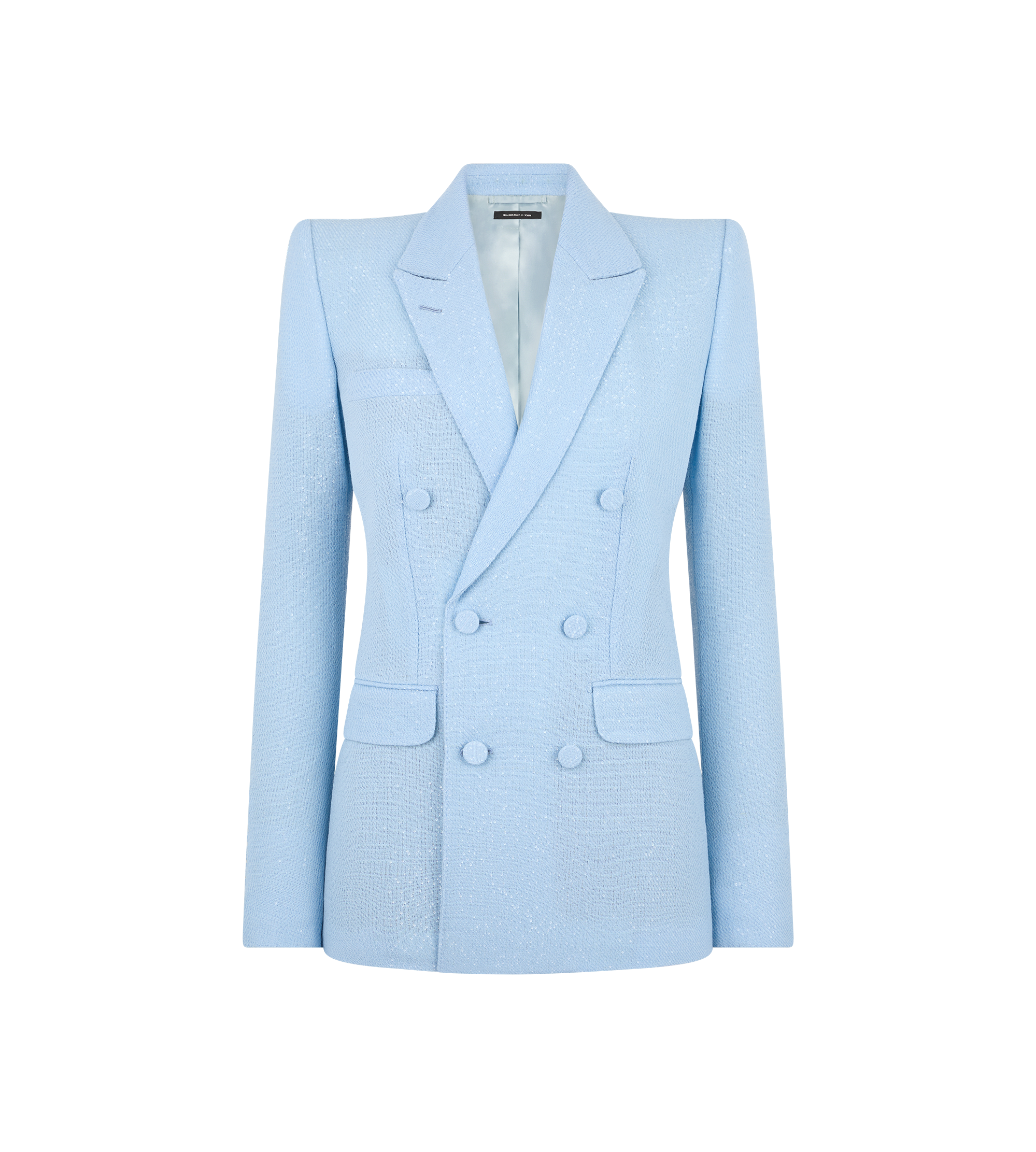 SEQUINED WOOL BLEND CREPE DOUBLE BREASTED JACKET