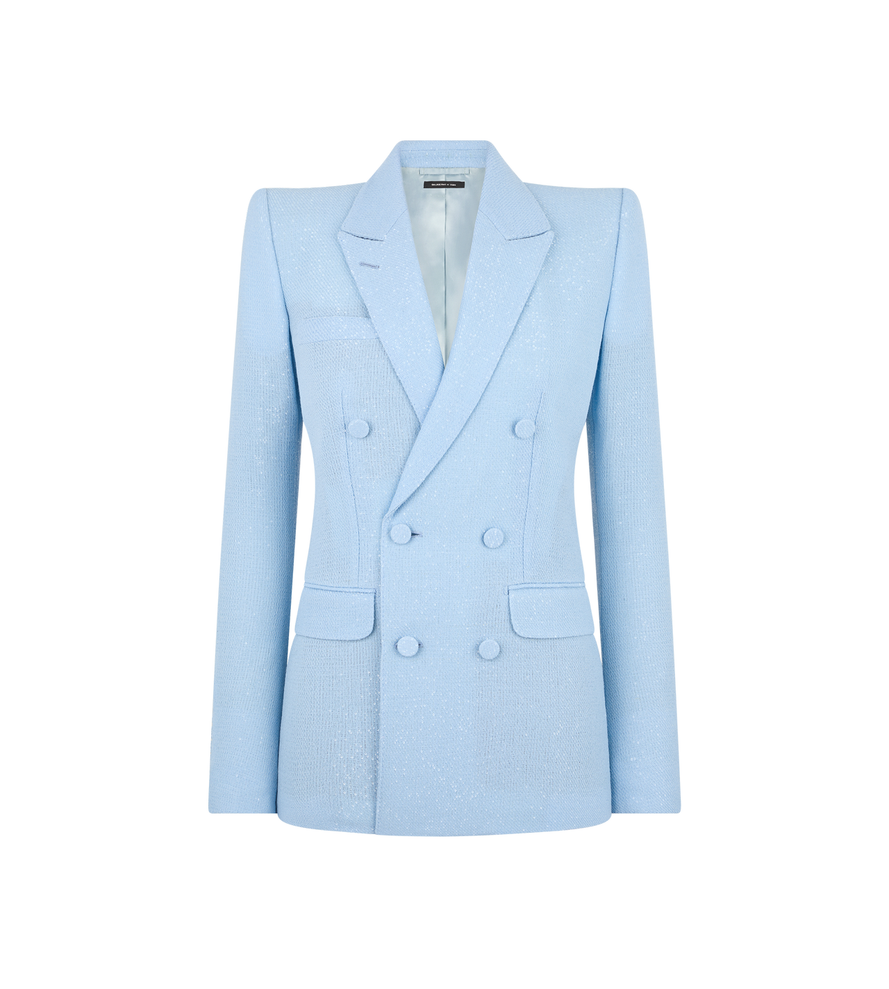 SEQUINED WOOL BLEND CREPE DOUBLE BREASTED JACKET image number 0
