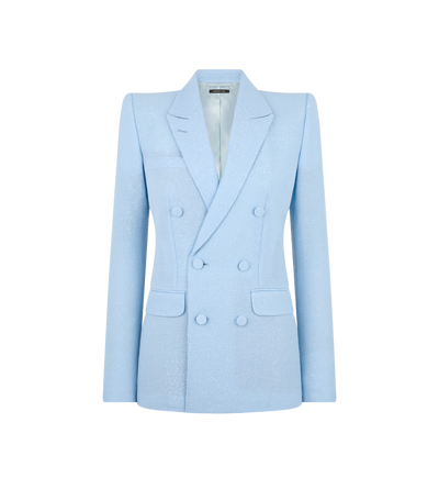 SEQUINED WOOL BLEND CREPE DOUBLE BREASTED JACKET image number 0