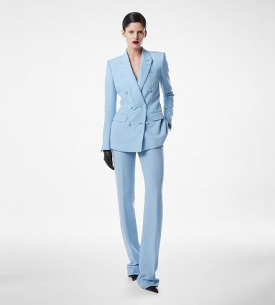SEQUINED WOOL BLEND CREPE DOUBLE BREASTED JACKET image number 4