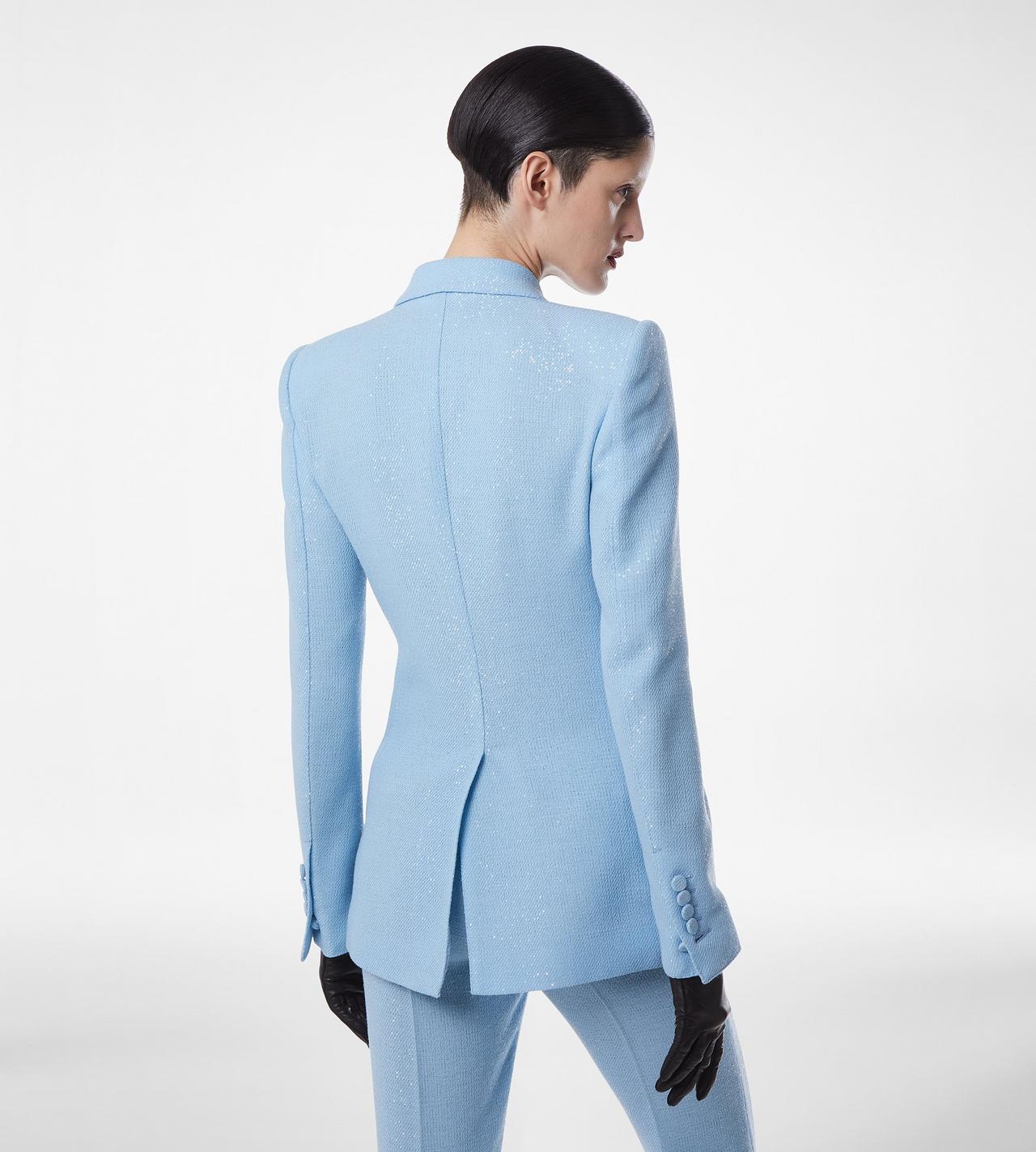 SEQUINED WOOL BLEND CREPE DOUBLE BREASTED JACKET image number 3