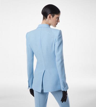SEQUINED WOOL BLEND CREPE DOUBLE BREASTED JACKET image number 3