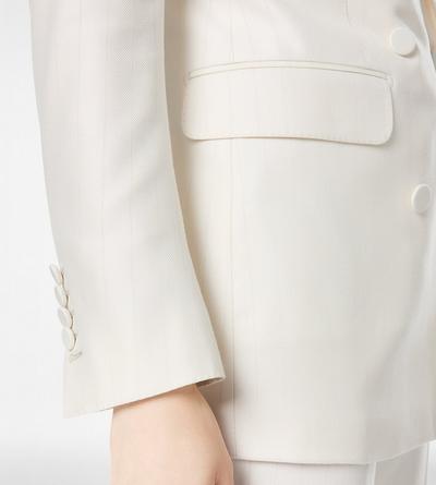 SHADOW STRIPE WOOL SILK DOUBLE BREASTED PEAK LAPEL JACKET image number 1