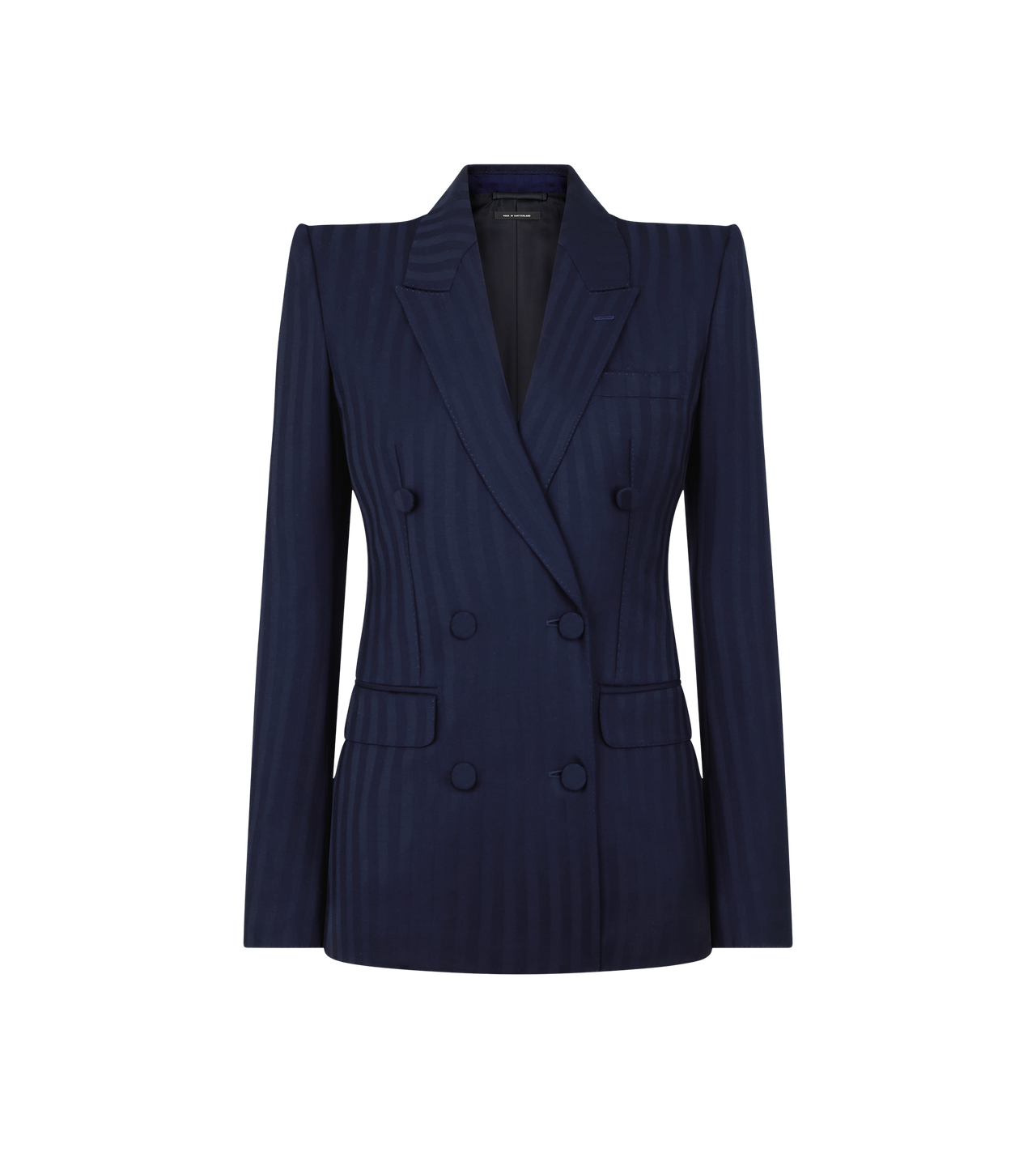 TONAL STRIPE VIRGIN WOOL DOUBLE BREASTED PEAK LAPEL JACKET image number 0