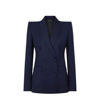 TONAL STRIPE VIRGIN WOOL DOUBLE BREASTED PEAK LAPEL JACKET image number 0