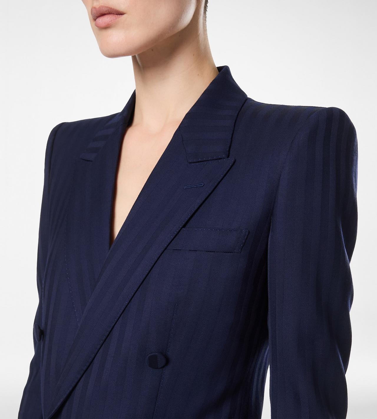 TONAL STRIPE VIRGIN WOOL DOUBLE BREASTED PEAK LAPEL JACKET image number 1