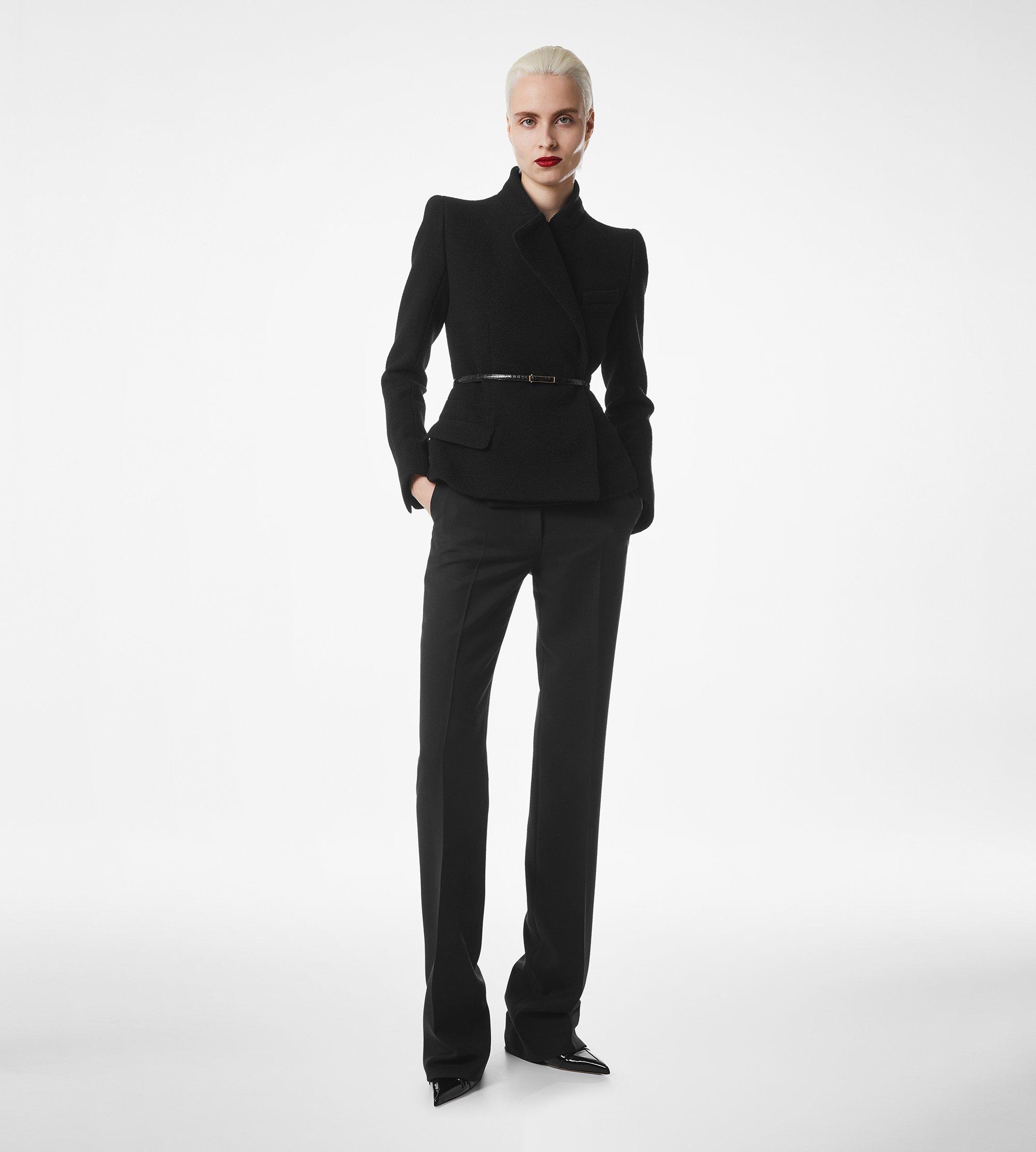 COMPACT STRETCH BOUCLE' WRAP JACKET