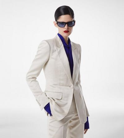 WASHED COTTON SILK BLEND DUCHESSE SINGLE BREASTED JACKET image number 3