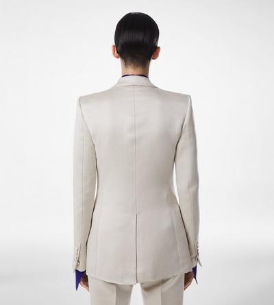 WASHED COTTON SILK BLEND DUCHESSE SINGLE BREASTED JACKET image number 4