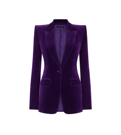 COTTON VELVET SINGLE BREASTED JACKET image number 0