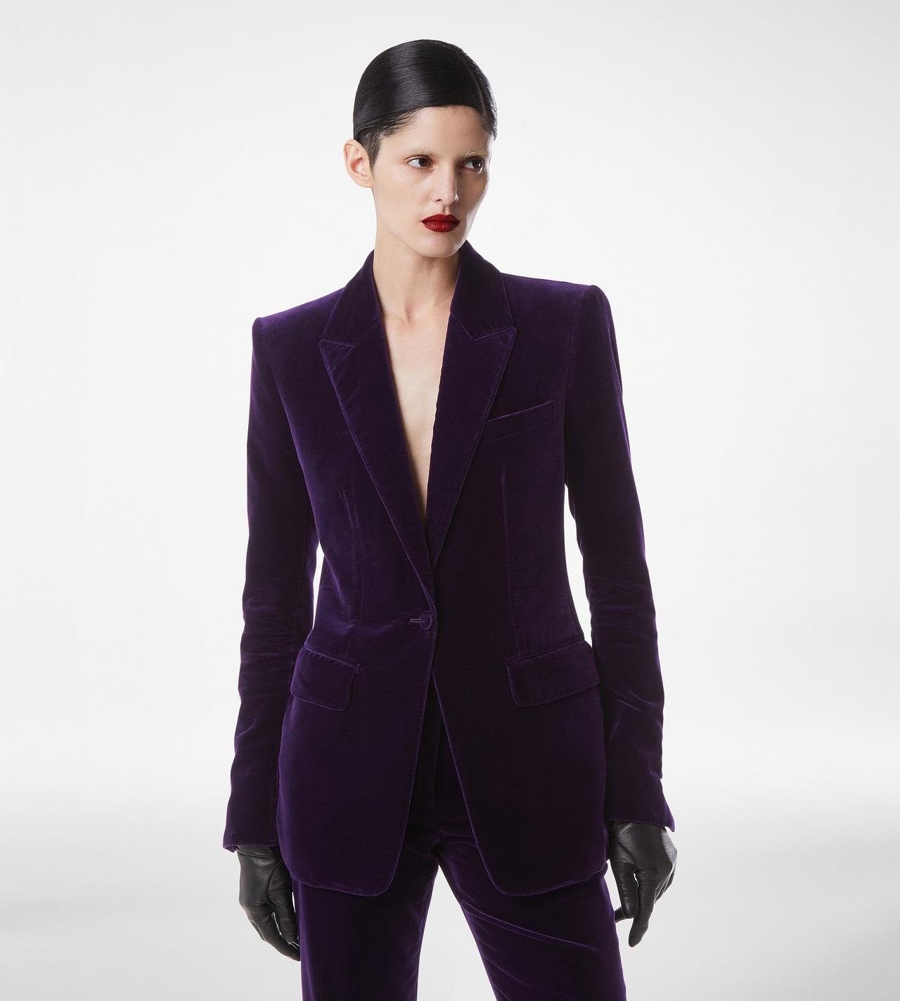 COTTON VELVET SINGLE BREASTED JACKET image number 2