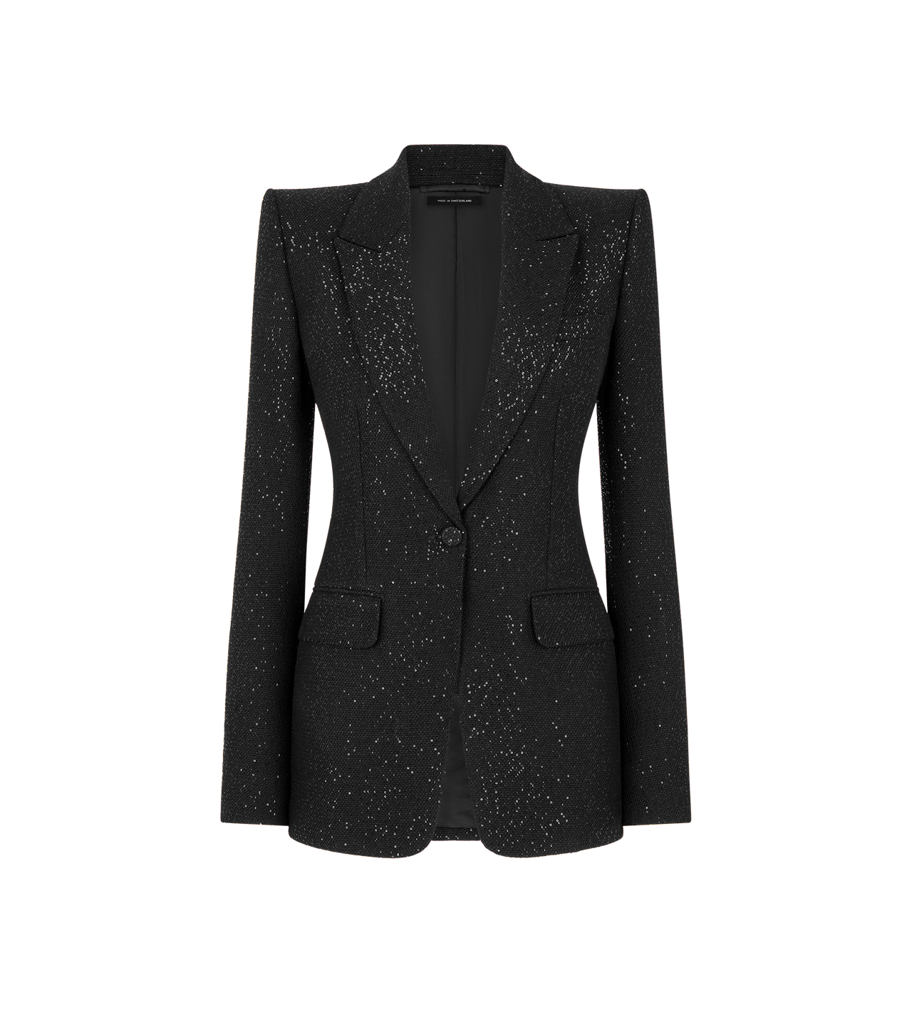 SEQUINED WOOL BLEND CREPE SINGLE BREASTED JACKET image number 0