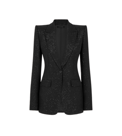 SEQUINED WOOL BLEND CREPE SINGLE BREASTED JACKET image number 0