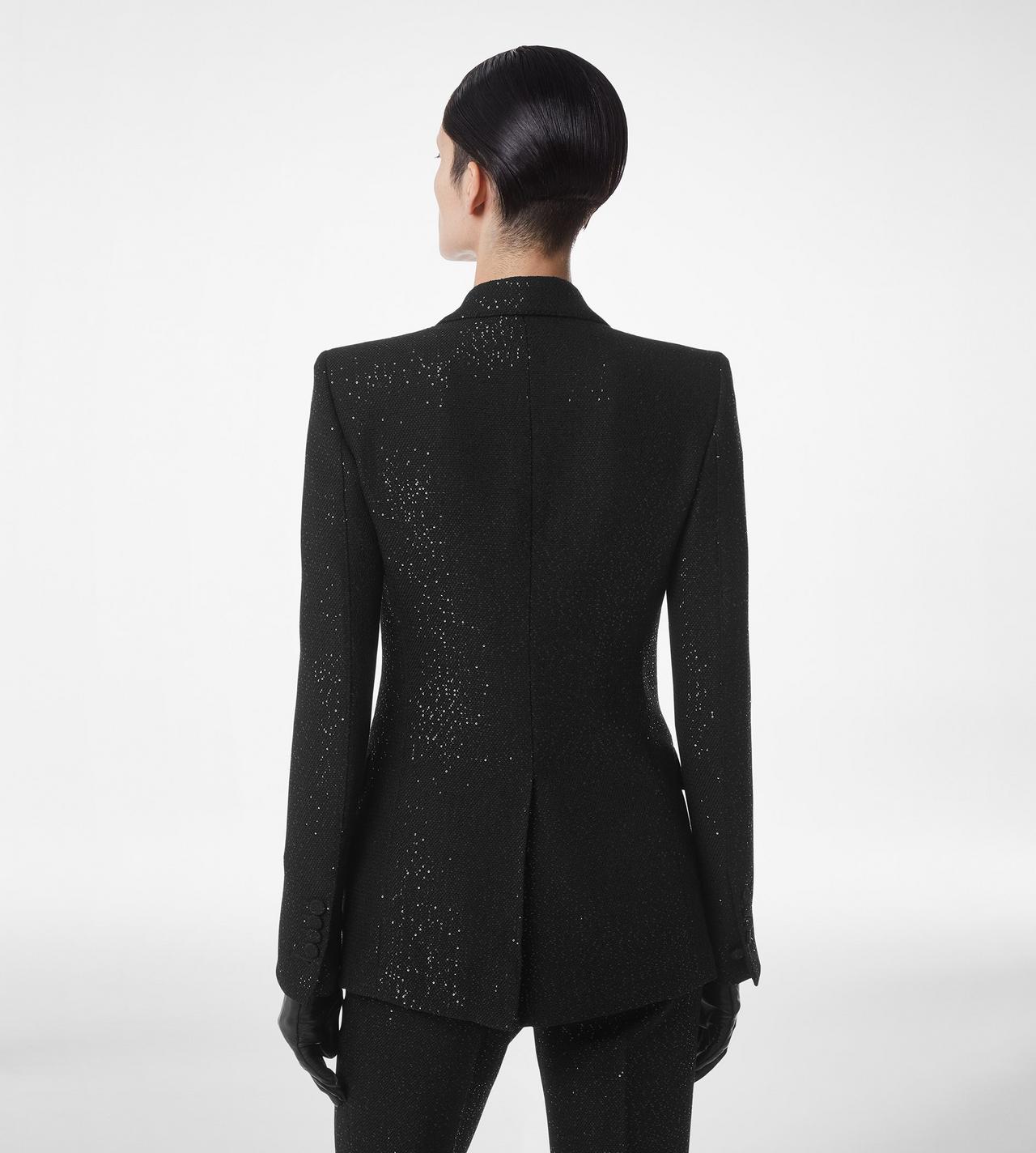 SEQUINED WOOL BLEND CREPE SINGLE BREASTED JACKET image number 4