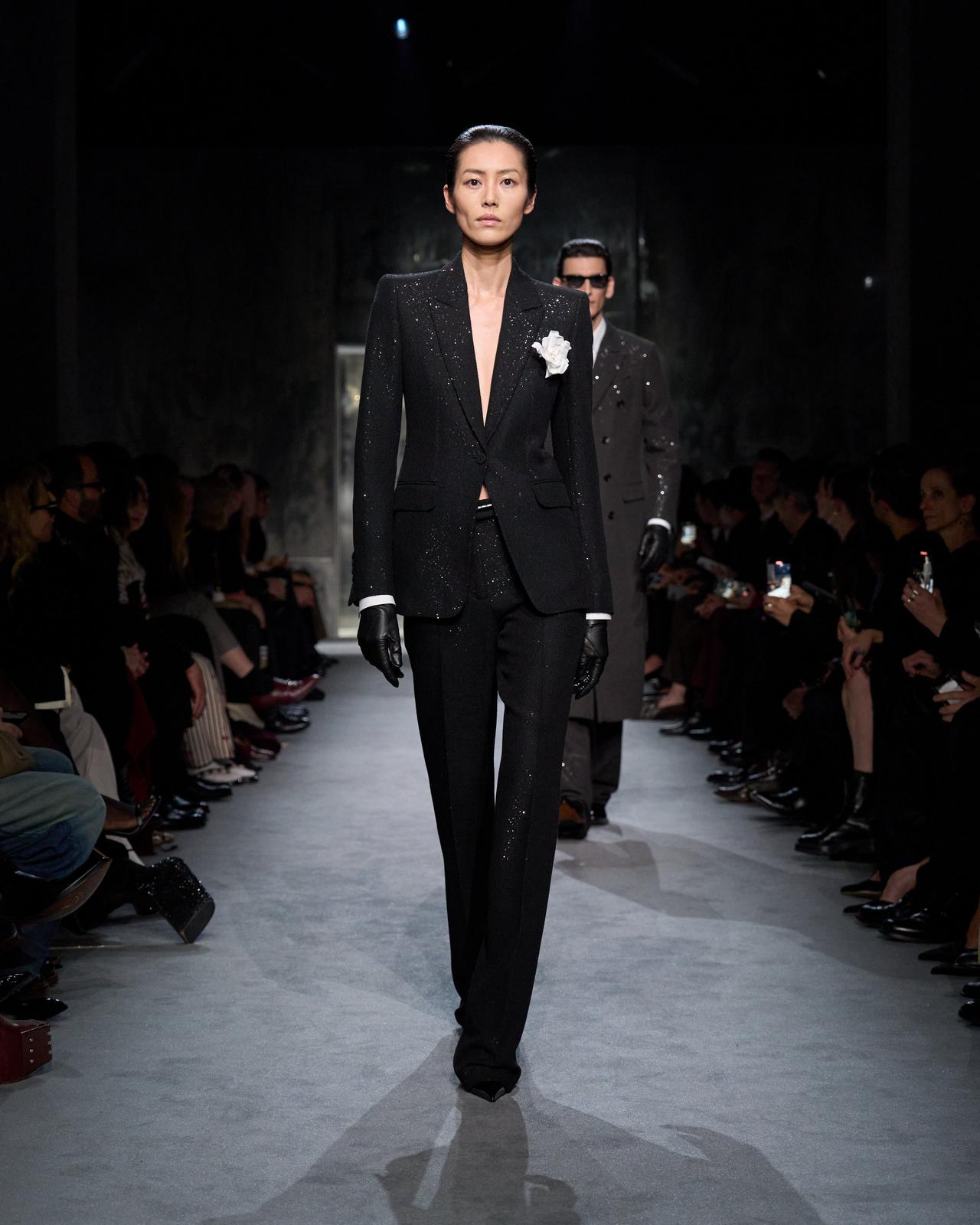 SEQUINED WOOL BLEND CREPE SINGLE BREASTED JACKET image number 3