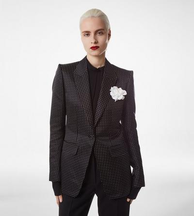 JACQUARD POLKA DOT DUCHESSE SINGLE BREASTED JACKET image number 2