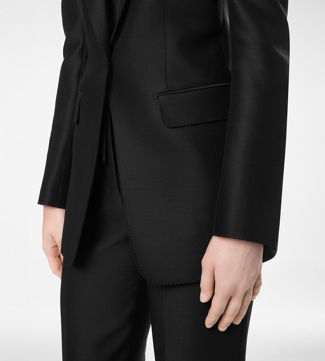 TOM FORD WOOL SILK BLEND BLACK WOOL SILK RADZMIR SINGLE BREASTED PEAK LAPEL JACKET