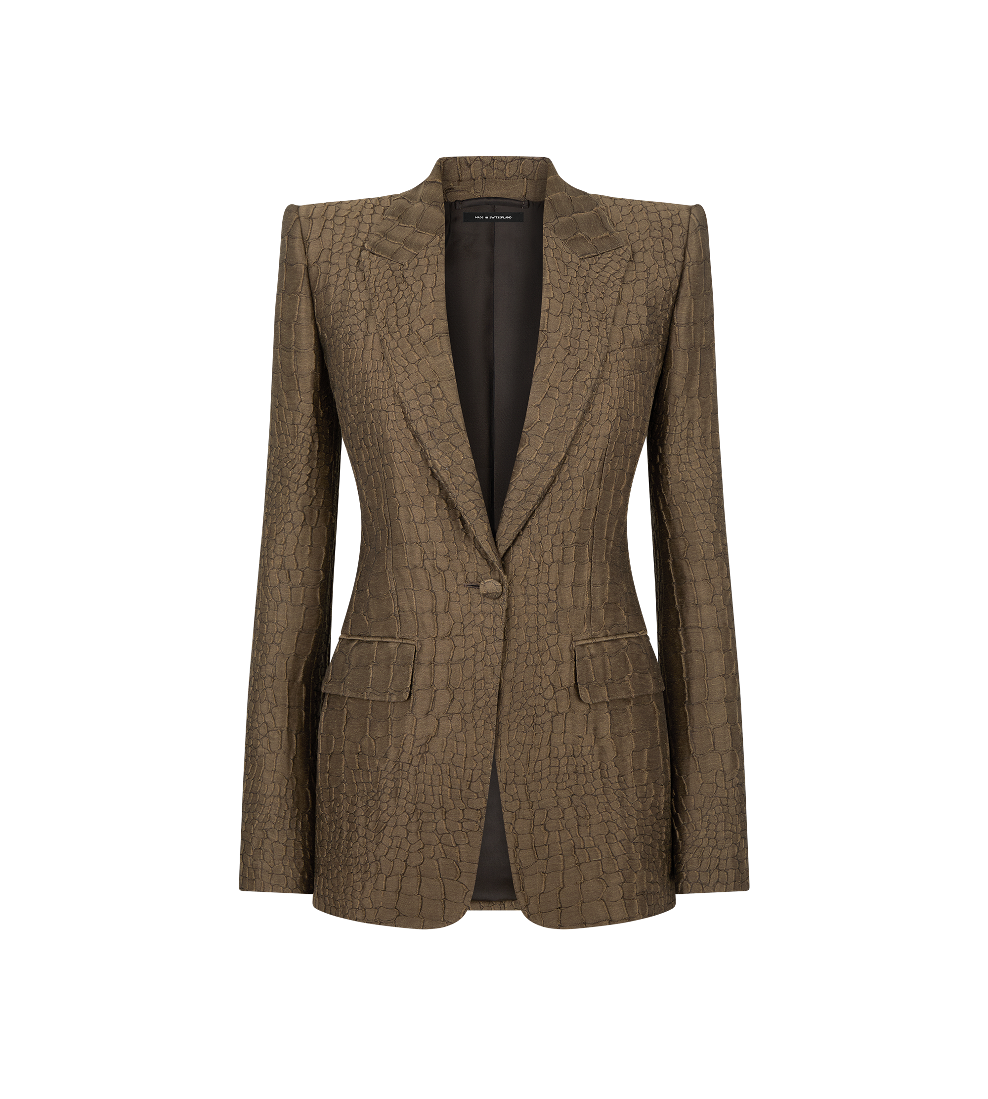 CROCO JACQUARD SINGLE BREASTED PEAK LAPEL JACKET
