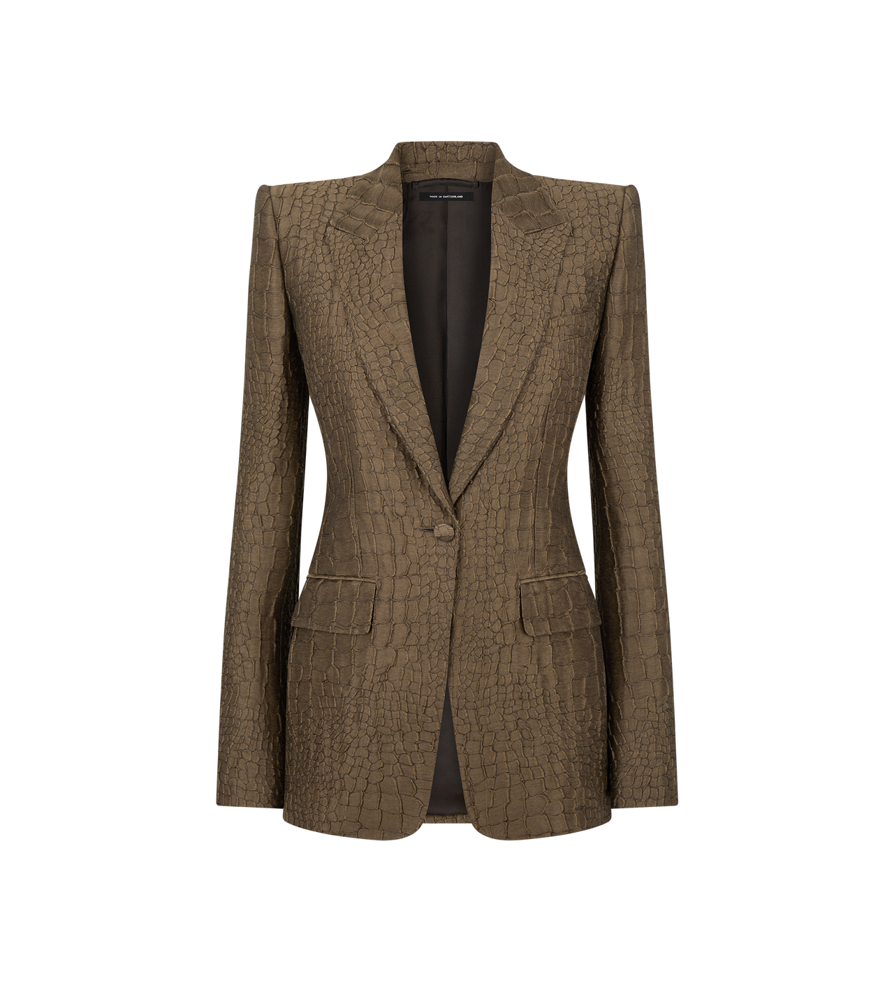 CROCO JACQUARD SINGLE BREASTED PEAK LAPEL JACKET image number 0