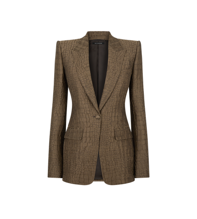 CROCO JACQUARD SINGLE BREASTED PEAK LAPEL JACKET image number 0