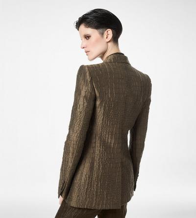 CROCO JACQUARD SINGLE BREASTED PEAK LAPEL JACKET image number 4