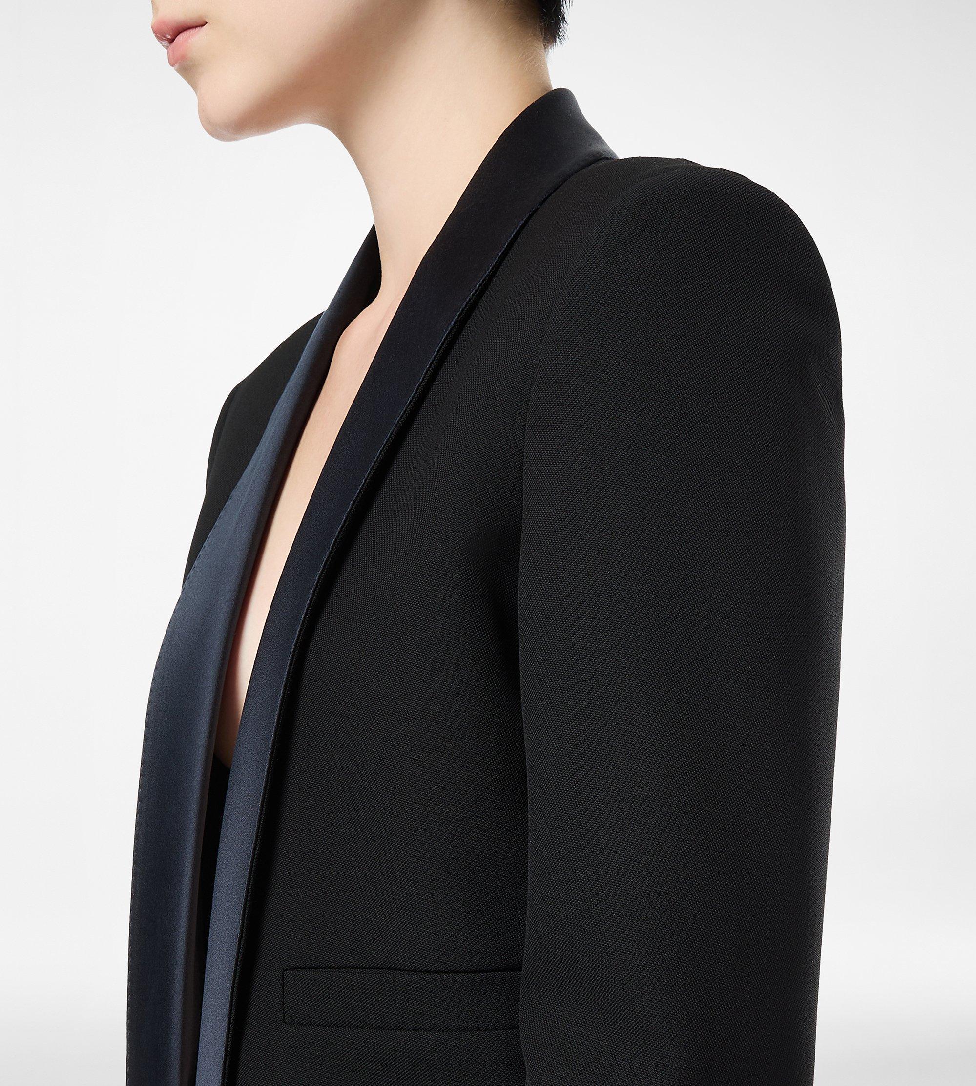 BI-COLOR SINGLE BREASTED SHAWL LAPEL CROPPED TUXEDO JACKET | TOM