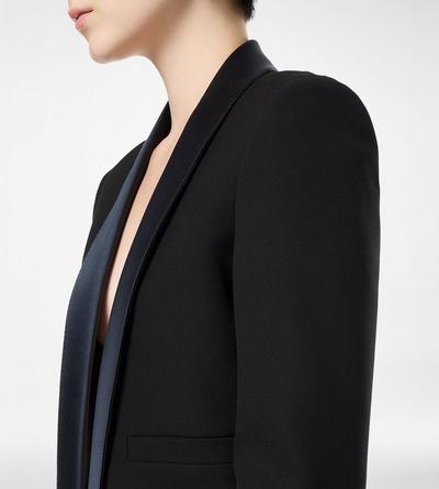 BI-COLOR SINGLE BREASTED SHAWL LAPEL CROPPED TUXEDO JACKET image number 1
