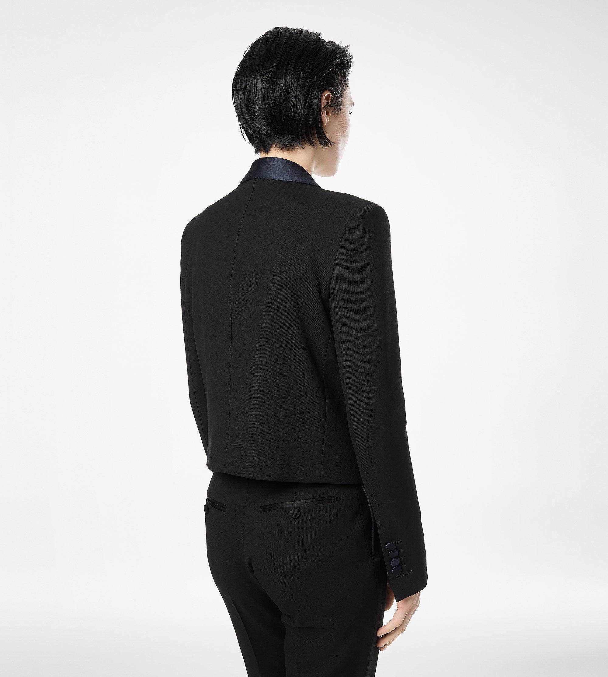 BI-COLOR SINGLE BREASTED SHAWL LAPEL CROPPED TUXEDO JACKET | TOM