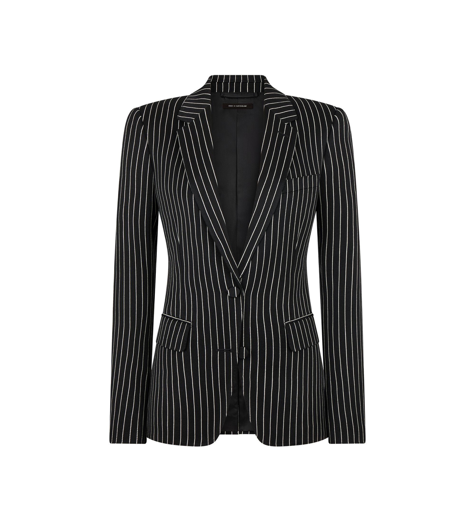 STRIPED WOOL COTTON BARATHEA SINGLE BREASTED JACKET
