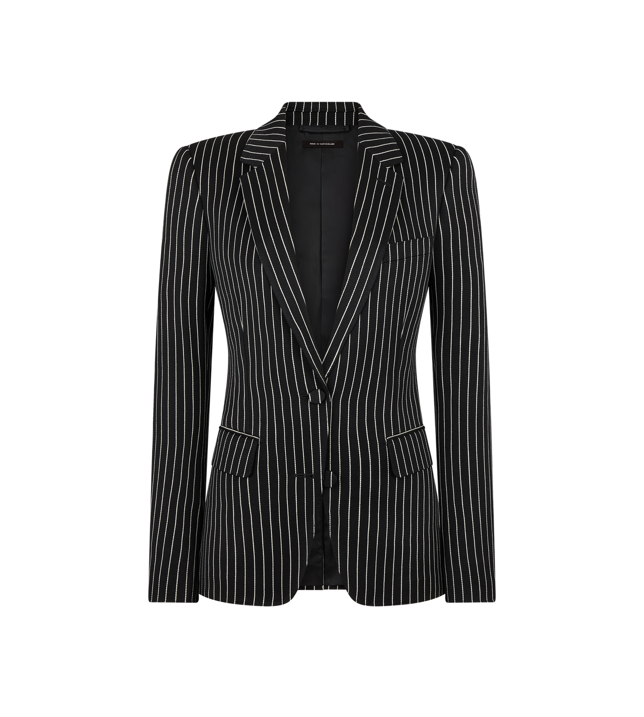 STRIPED WOOL COTTON BARATHEA SINGLE BREASTED JACKET image number 0