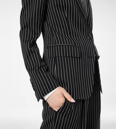 STRIPED WOOL COTTON BARATHEA SINGLE BREASTED JACKET image number 1