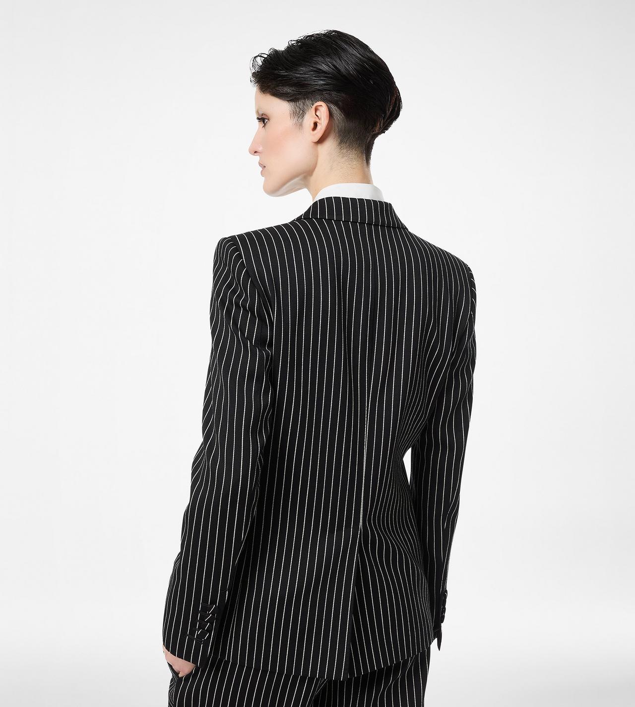 STRIPED WOOL COTTON BARATHEA SINGLE BREASTED JACKET image number 4