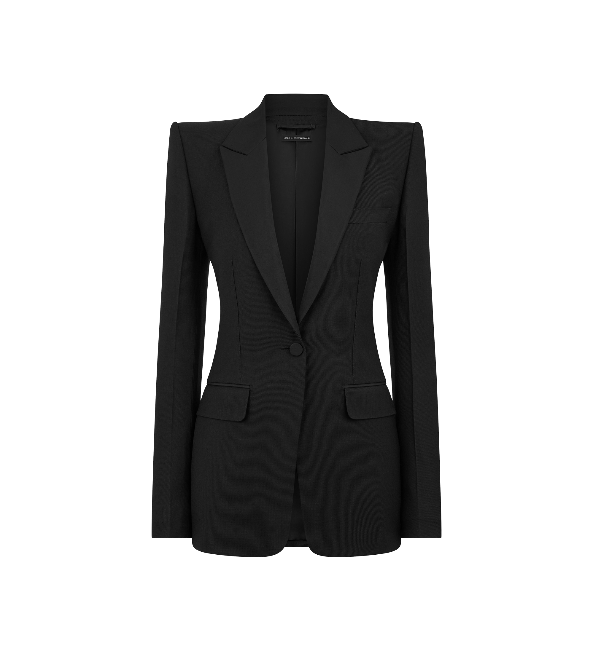 WOOL SILK BLEND SINGLE BREASTED TUXEDO JACKET