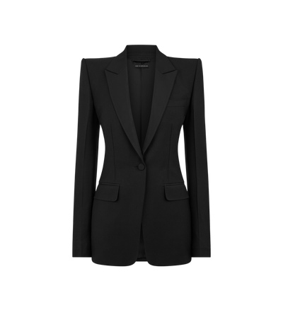 WOOL SILK BLEND SINGLE BREASTED TUXEDO JACKET image number 0