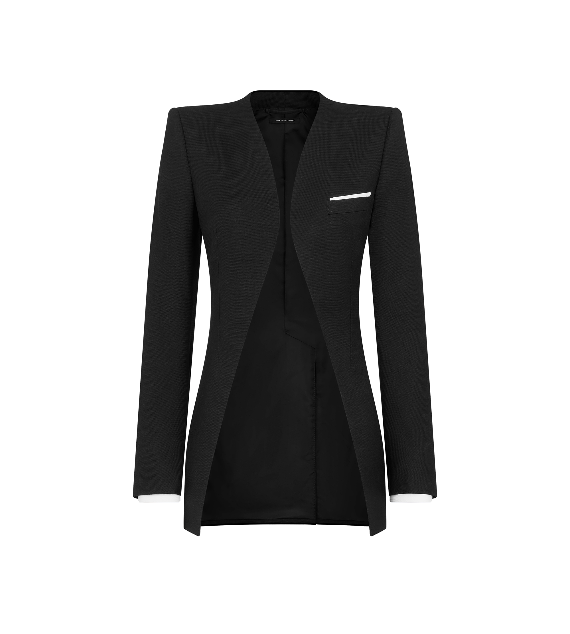 COLLARLESS WOOL SILK JACKET