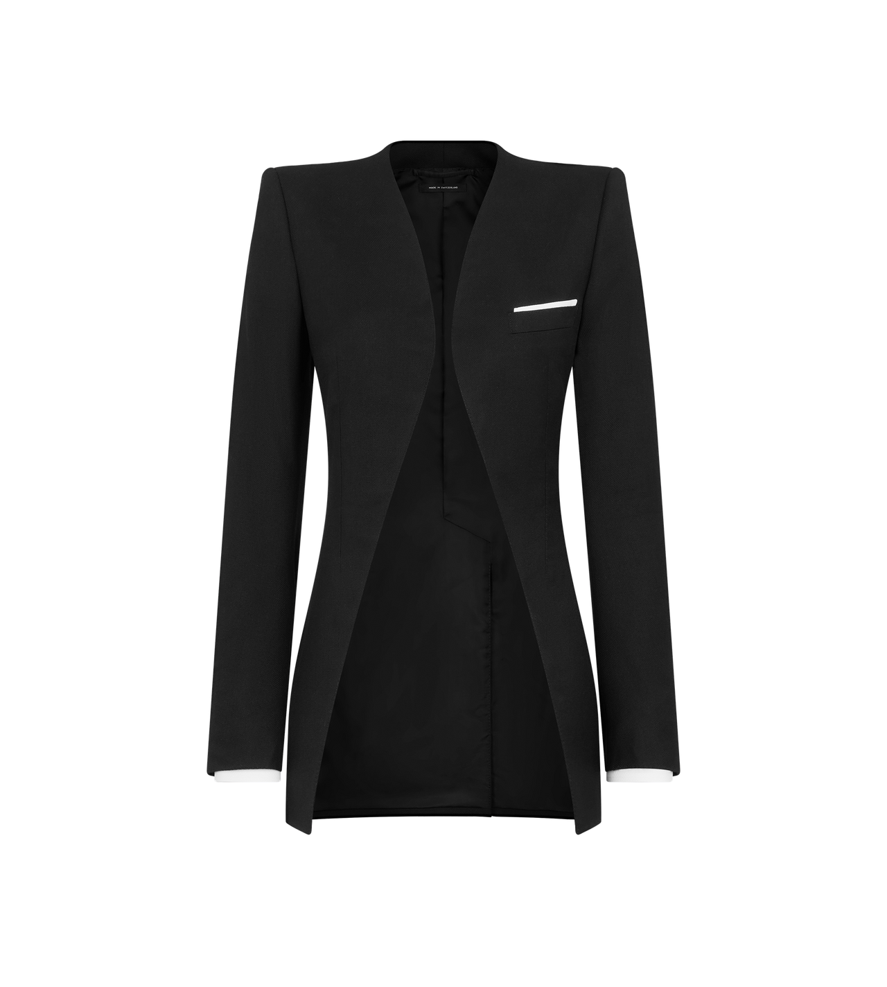 TOM FORD WOOL SILK BLEND BLACK COLLARLESS WOOL SILK JACKET