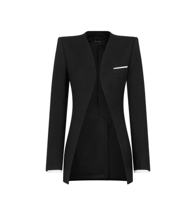 TOM FORD WOOL SILK BLEND BLACK COLLARLESS WOOL SILK JACKET