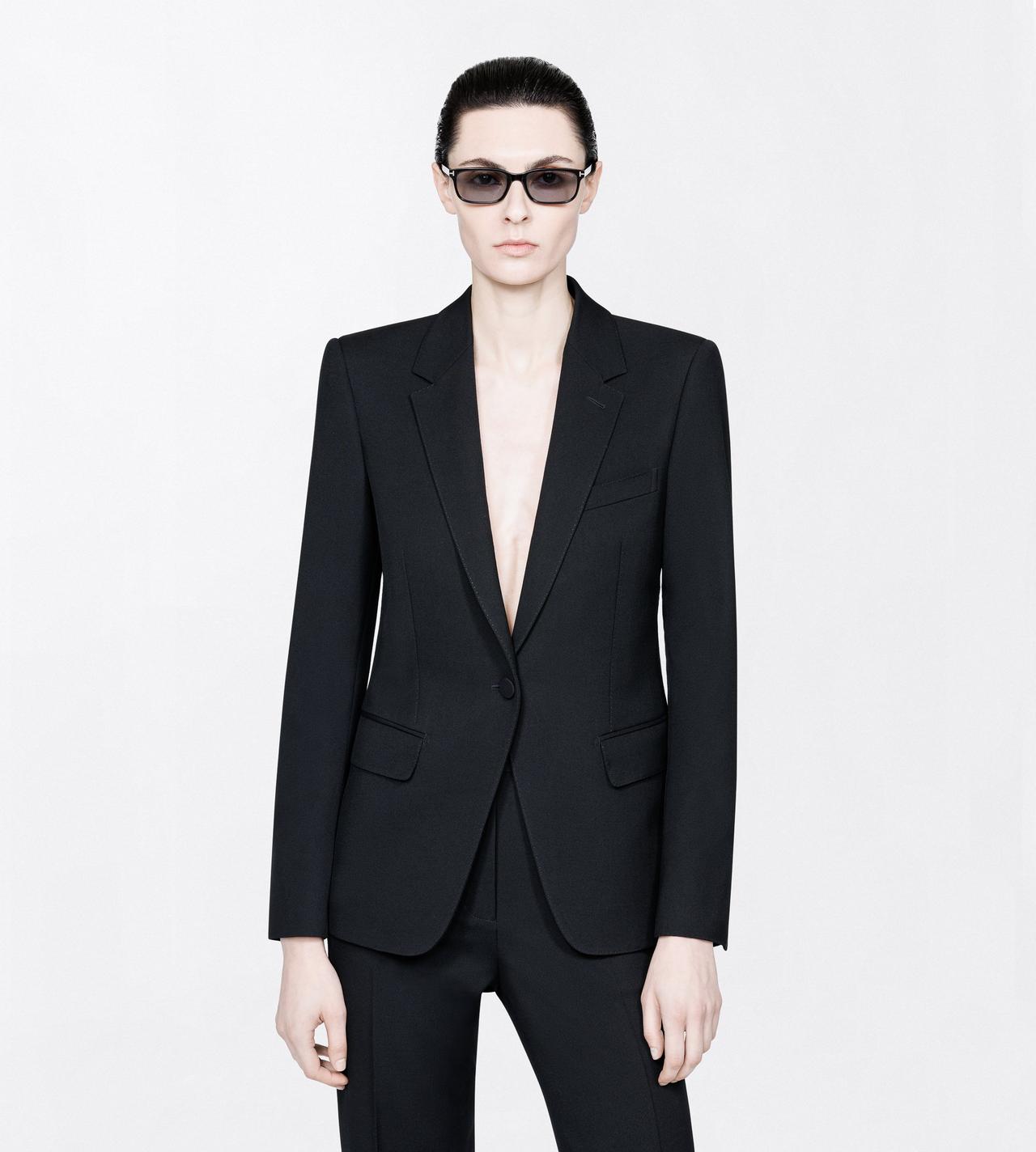 TOM FORD WOOL BLACK SHARP GRAIN DE POUDRE BOYFRIEND JACKET