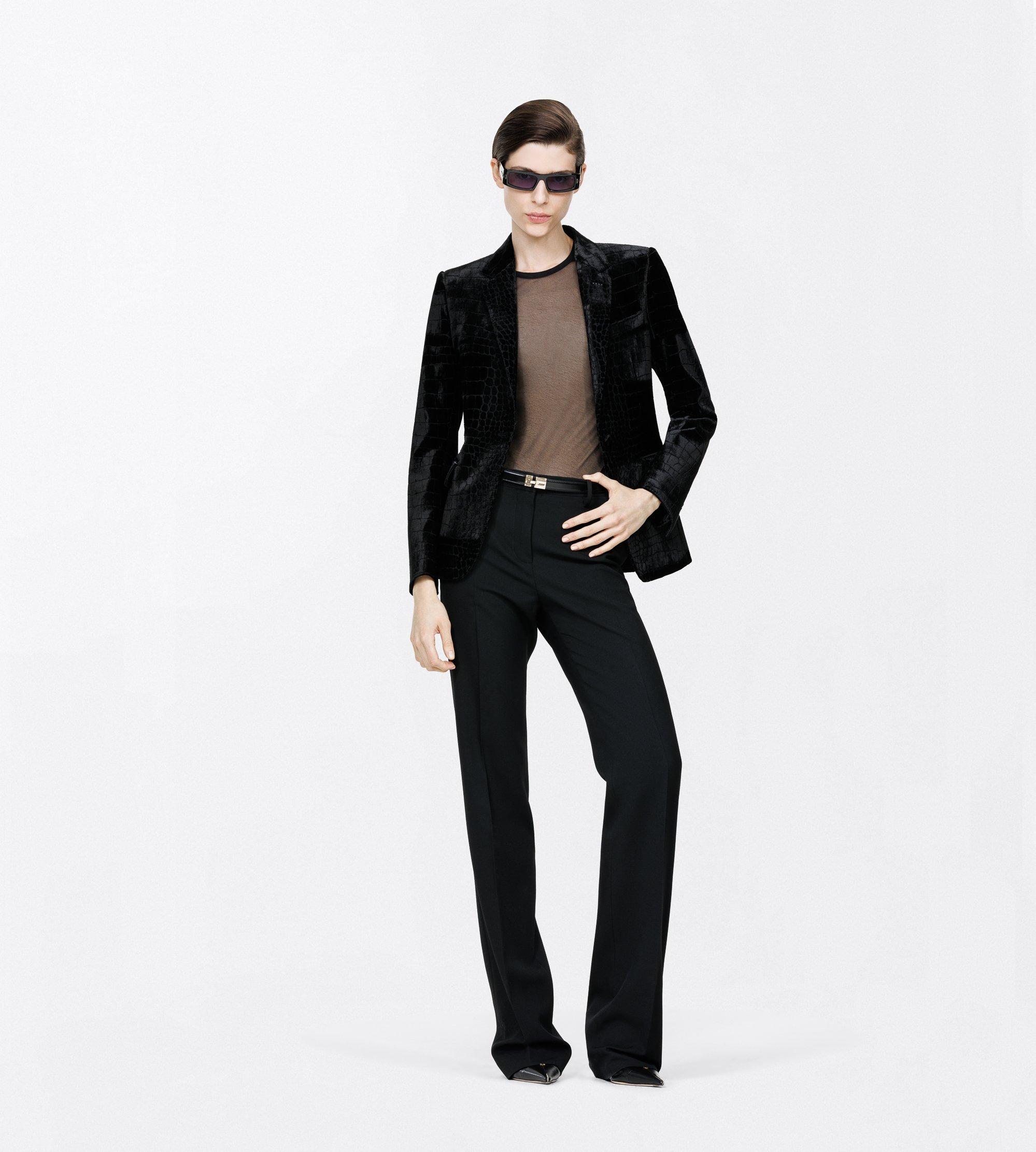 VESTE BOYFRIEND DROITE EN VELOURS CROCO