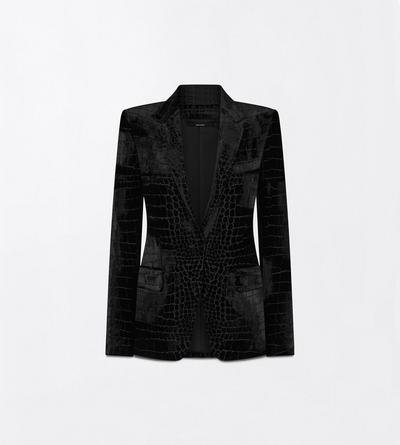 TOM FORD VELVET BLACK VESTE BOYFRIEND DROITE EN VELOURS CROCO