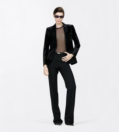 TOM FORD VELVET BLACK VESTE BOYFRIEND DROITE EN VELOURS CROCO