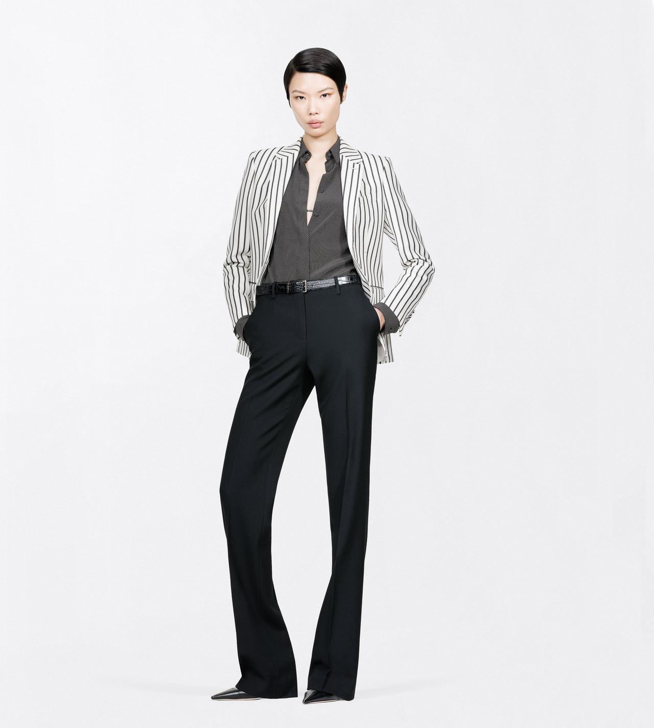TOM FORD COTTON BLEND BLACK + CREAM STRIPED COTTON BLEND JACQUARD BOYFRIEND JACKET