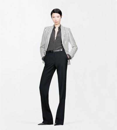 TOM FORD COTTON BLEND BLACK + CREAM STRIPED COTTON BLEND JACQUARD BOYFRIEND JACKET