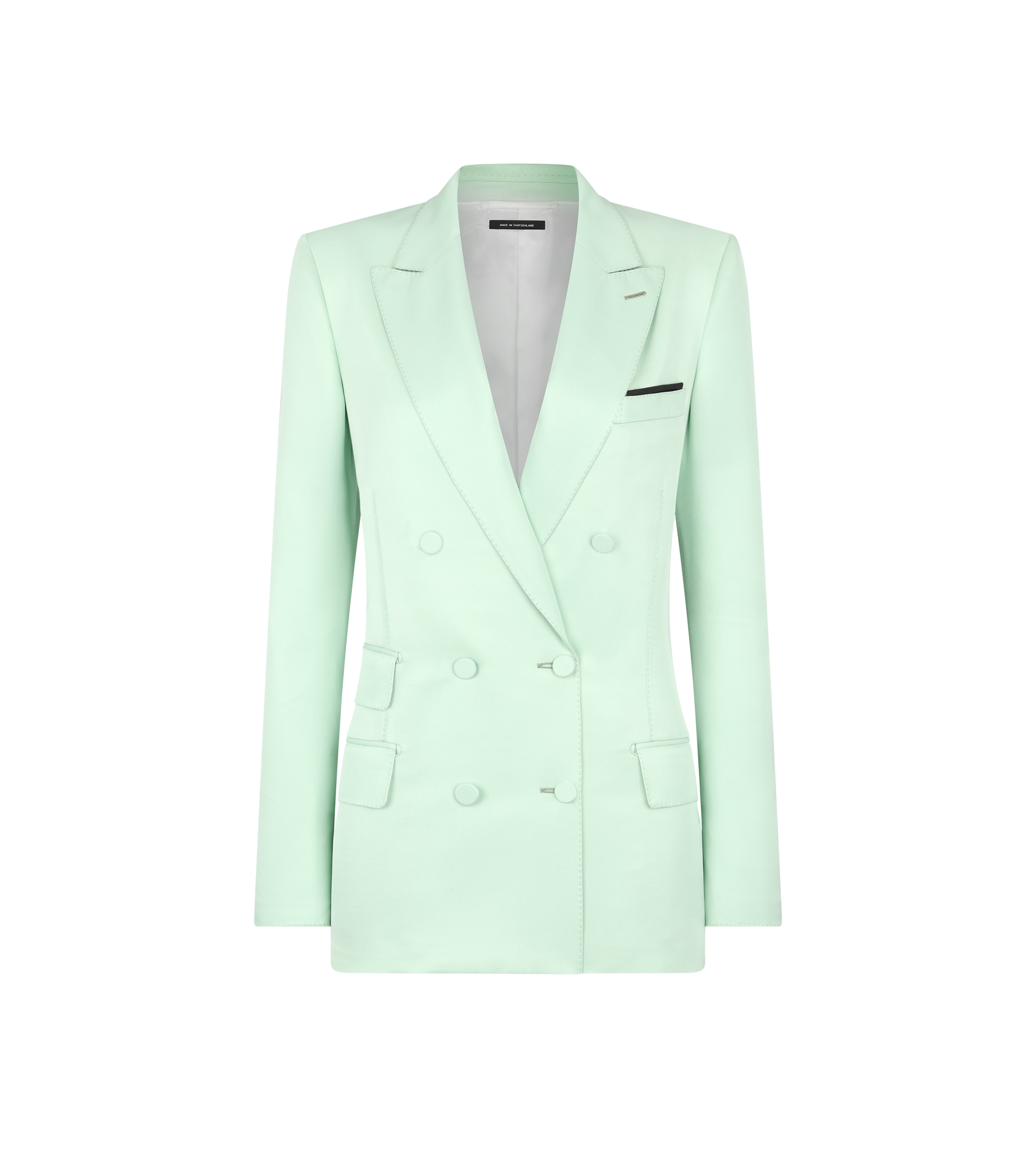 DOUBLE BREASTED PEAK LAPEL JACKET HEAVY SILK TWILL