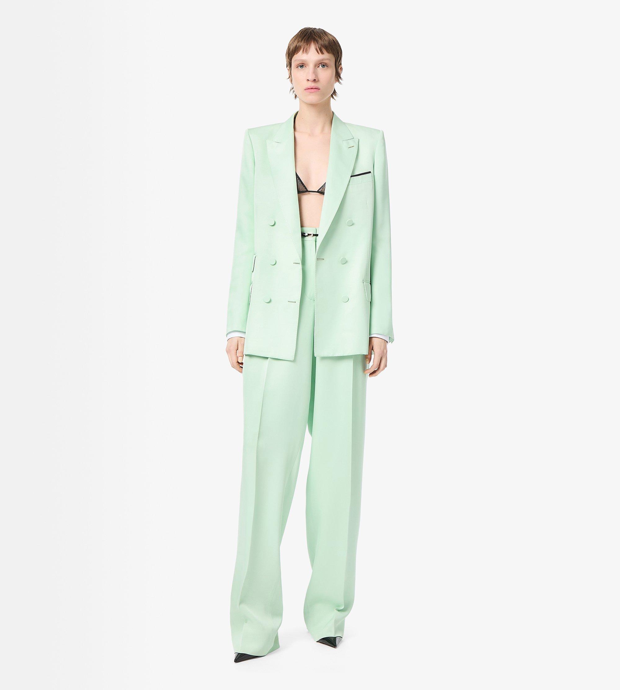 DOUBLE BREASTED PEAK LAPEL JACKET HEAVY SILK TWILL
