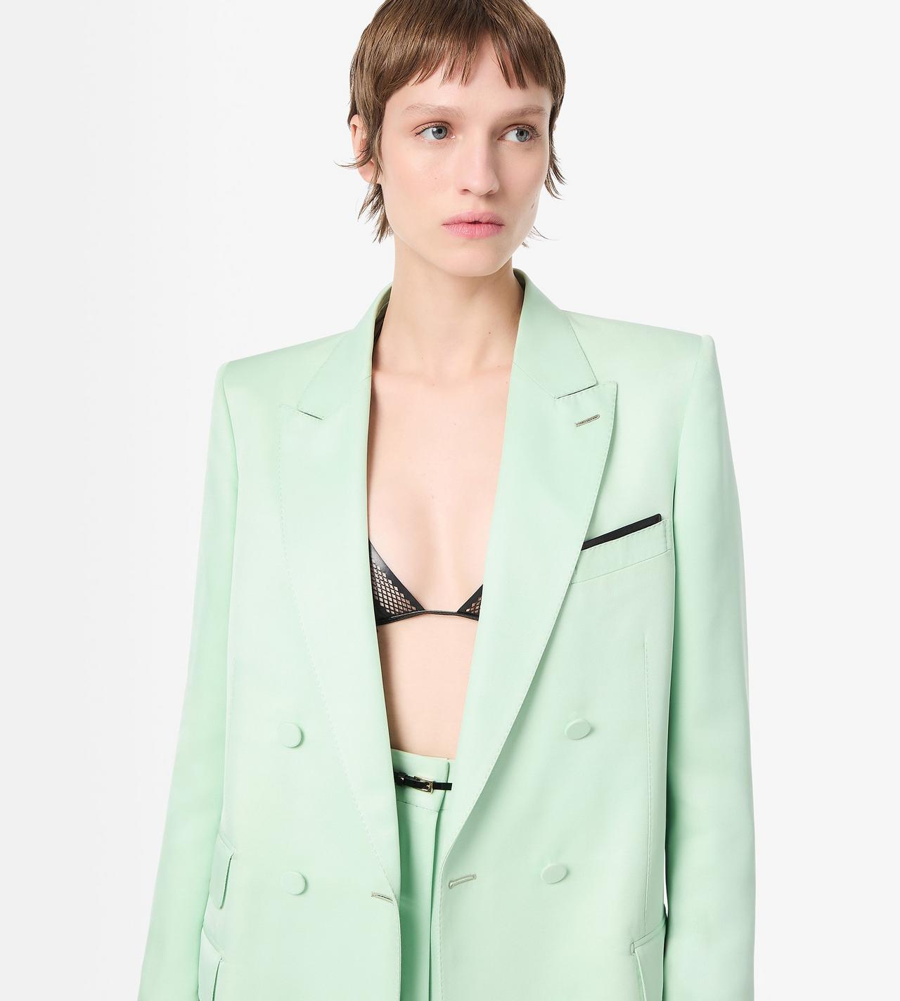 TOM FORD SILK PALE MINT DOUBLE BREASTED PEAK LAPEL JACKET HEAVY SILK TWILL